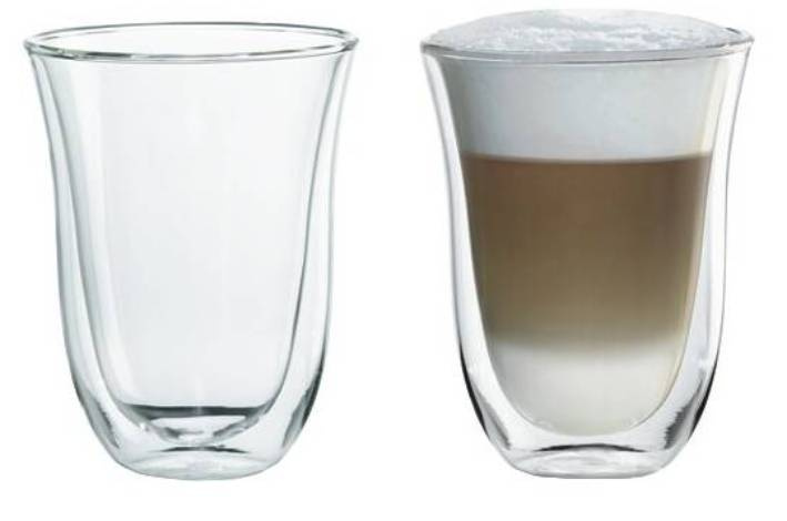 DeLonghi Skleničky na latte macchiato De'Longhi / 2 ks / 330 ml / borosilikátové sklo / transparentní Varianta: ivi1