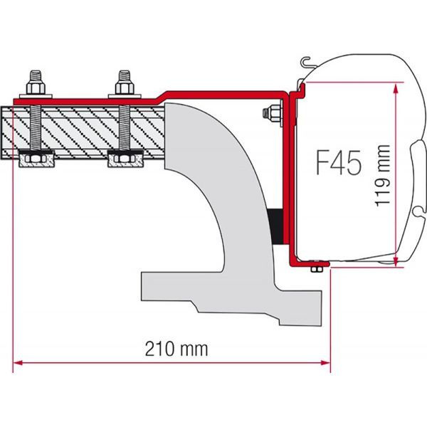 Adaptér markýzy Fiamma pro F45 S / F45 L / Zip Varianta: Adaptér pro MB Vito