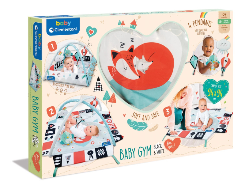 Clementoni Clemmy baby - dětská hrací deka s hrazdou černo-bílá