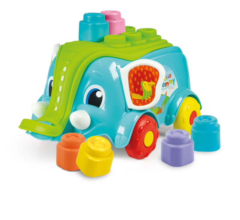 Clemmy baby soft - Vozík slůně a 10 kostek