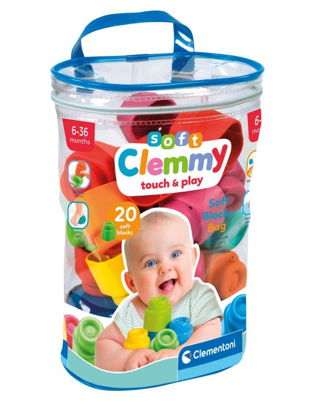 CLEMENTONI Soft Clemmy Sada 20 měkkých kostek v plastové tašce