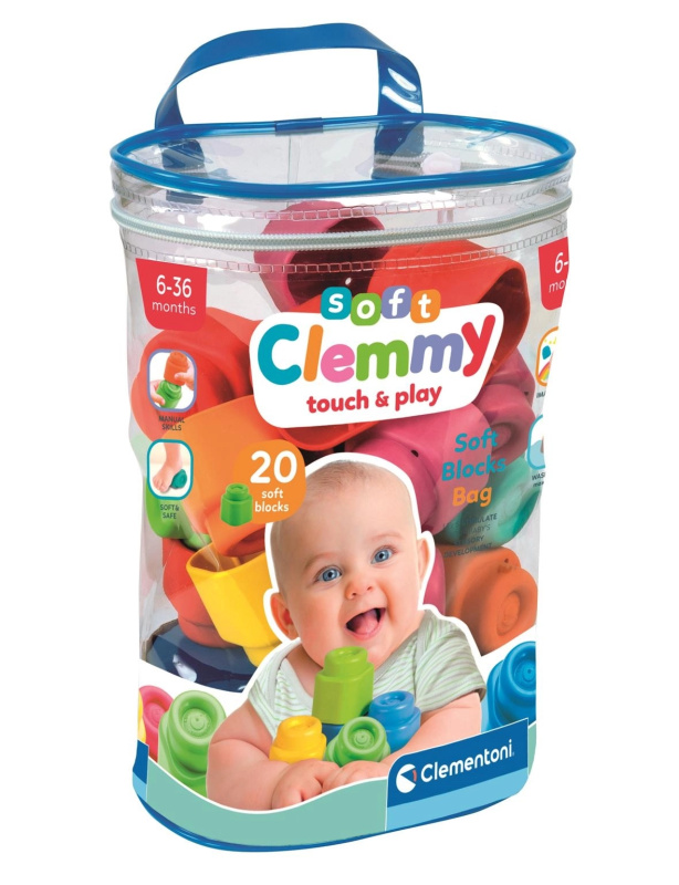 CLEMENTONI Soft Clemmy Sada 20 měkkých kostek v plastové tašce