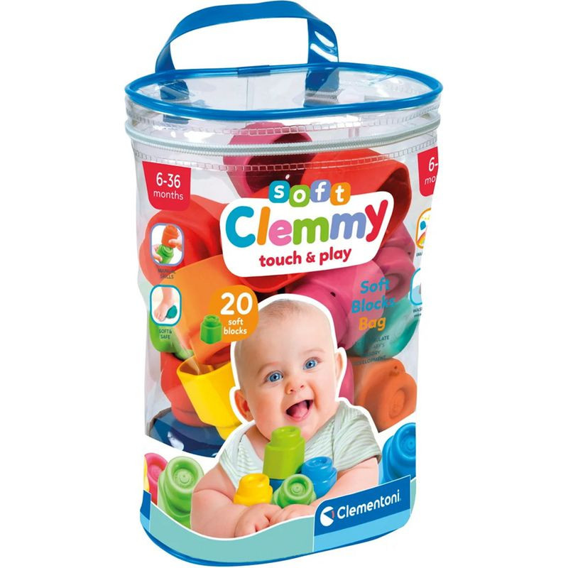CLEMENTONI Soft Clemmy Sada 20 měkkých kostek v plastové tašce