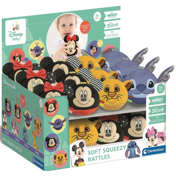 CLEMENTONI BABY Plyšový míček Mickey Mouse s chrastítkem