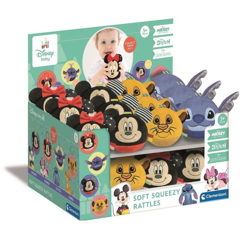 CLEMENTONI BABY Plyšový míček Mickey Mouse s chrastítkem