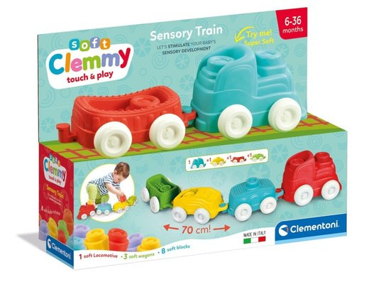 CLEMENTONI Soft Clemmy Senzorický vláček s kostkami