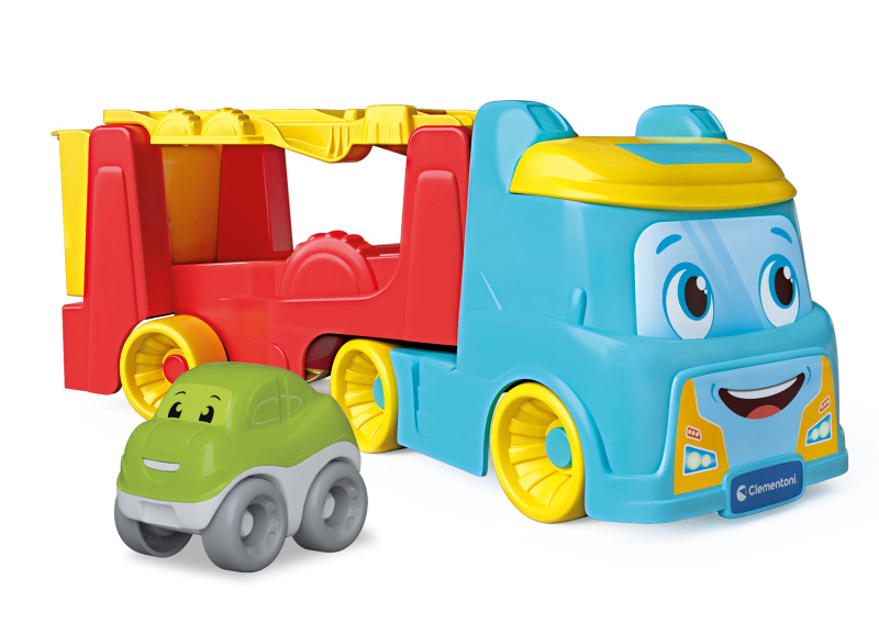 CLEMENTONI BABY Veselý kamion pro přepravu převracecích autíček