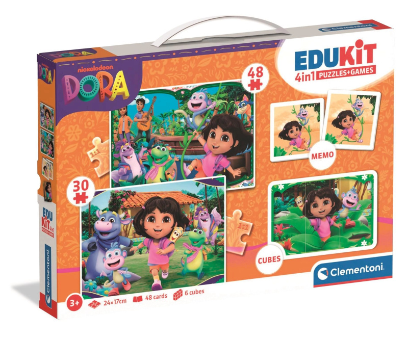 Vzdělávací set Edukit Dora – puzzle, pexeso a kostky od Clementoni