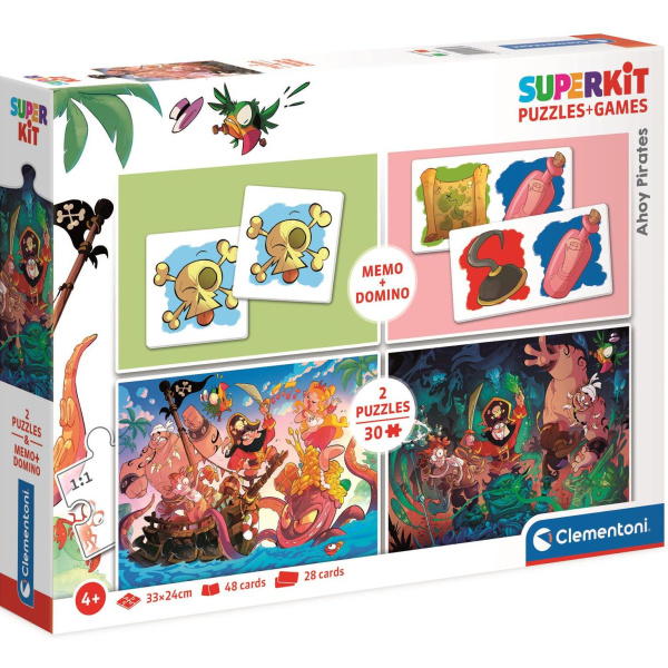 Clementoni superkit Ahoy Pirates! – puzzle, domino a pexeso pro děti