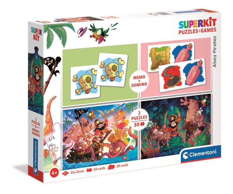 Clementoni superkit Ahoy Pirates! – puzzle, domino a pexeso pro děti