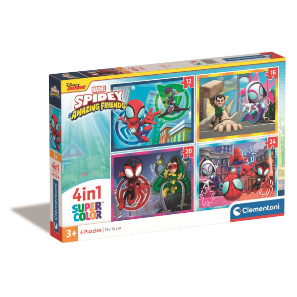 CLEMENTONI Puzzle Spidey a jeho úžasní přátelé 4v1 (12+16+20+24 dílků)