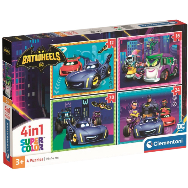 CLEMENTONI Puzzle Batwheels 4v1 (12+16+20+24 dílků)