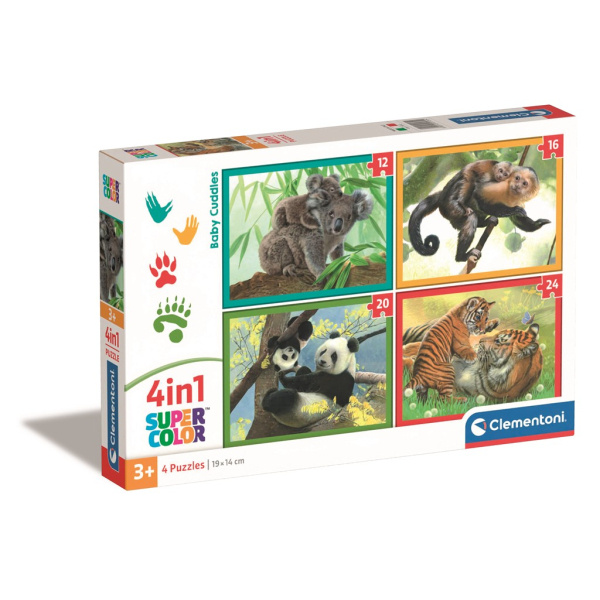 CLEMENTONI Puzzle Roztomilá mláďata 4v1 (12+16+20+24 dílků)