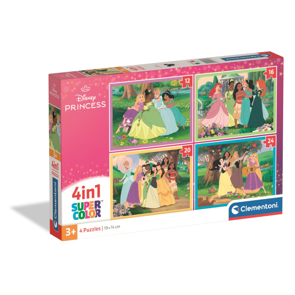 Clementoni - Puzzle 4v1 Disney Princezny