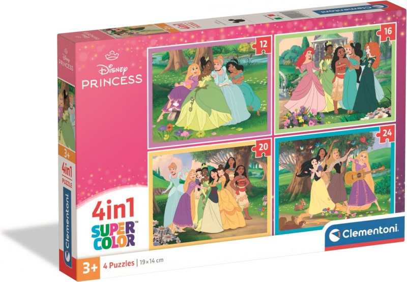 Clementoni - Puzzle 4v1 Disney Princezny