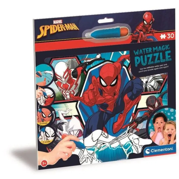 CLEMENTONI Puzzle s malováním vodou Water Magic: Spiderman 30 dílků