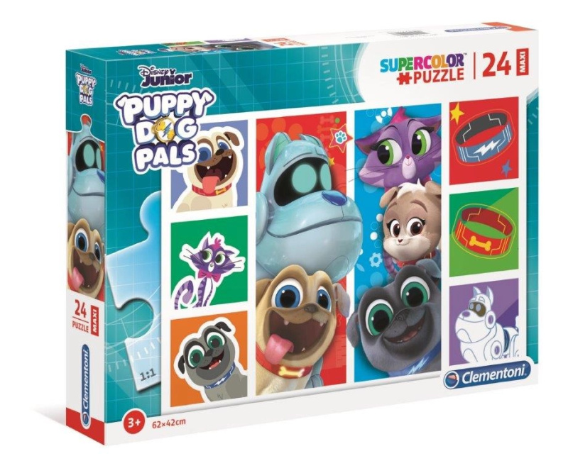 Puzzle 24 dílků Maxi Super Kolor PUPPY DOG PALS Clementoni