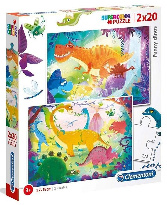 CLEMENTONI Puzzle Legrační dinosauři 2x20 dílků