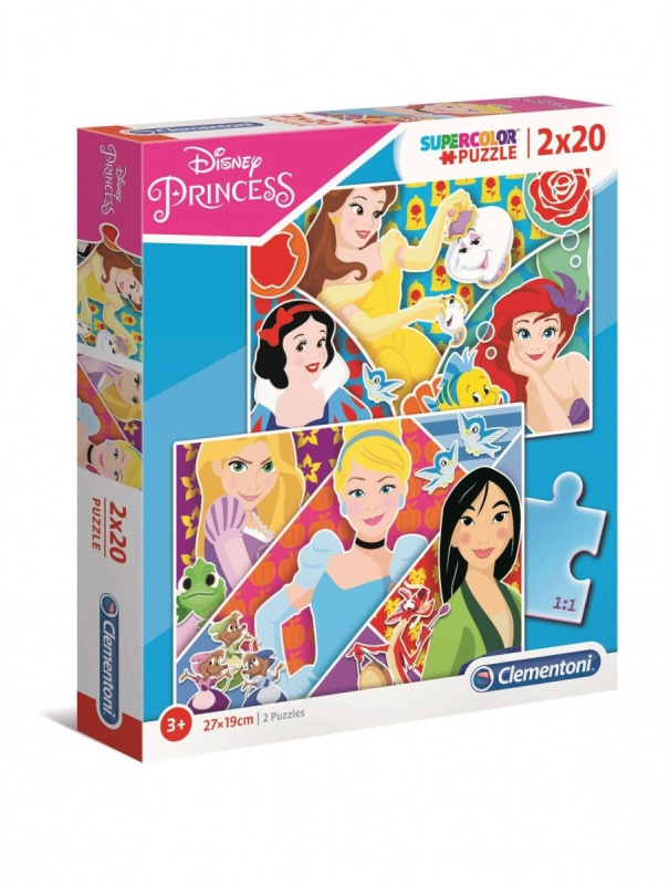 puzzle 2×20 dílků super color – princezny