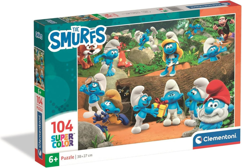 Puzzle CLEMENTONI Šmoulové: Veselá parta 104 dílků