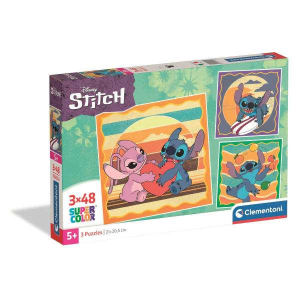 Clementoni puzzle Stitch: přátelský mimozemšťan 3×48 dílků