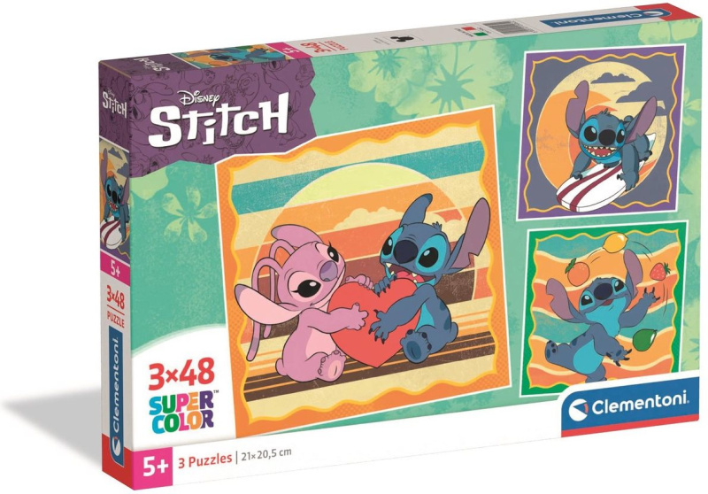 Clementoni puzzle Stitch: přátelský mimozemšťan 3×48 dílků