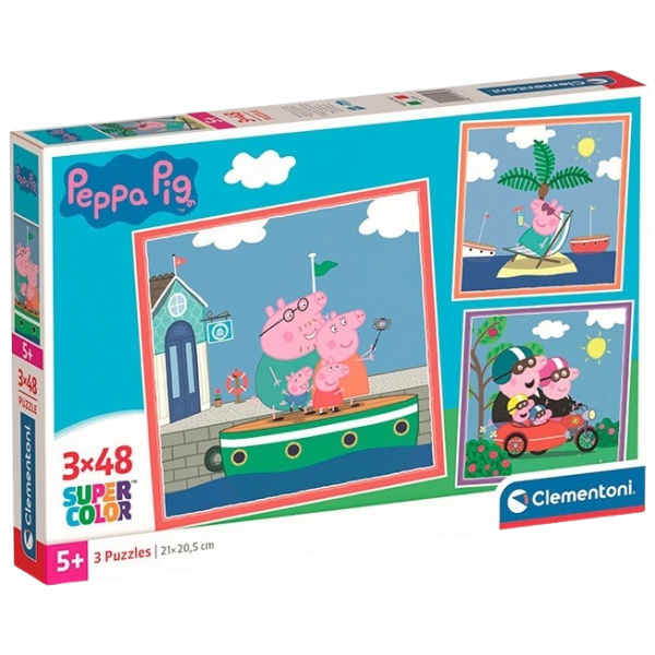 CLEMENTONI Puzzle Prasátko Pepina 3x48 dílků