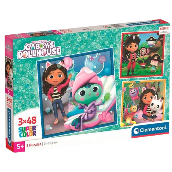 CLEMENTONI Puzzle Gábinin kouzelný domek 3x48 dílků