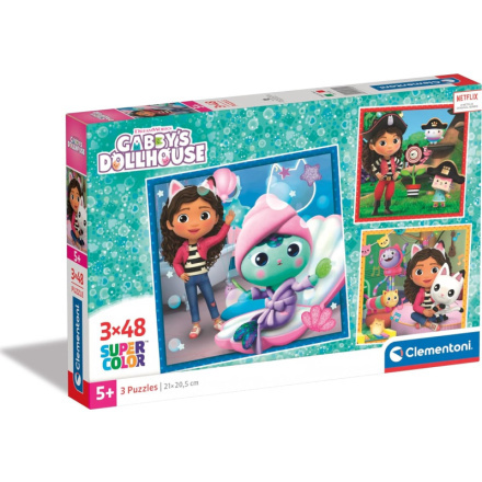 CLEMENTONI Puzzle Gábinin kouzelný domek 3x48 dílků