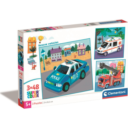 CLEMENTONI Puzzle Záchranářská vozidla 3x48 dílků