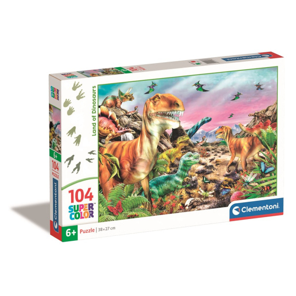 CLEMENTONI Puzzle Země dinosaurů 104 dílků