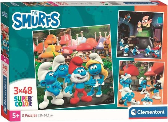 Clementoni - Puzzle 3x48 Čtvercové Šmoulové
