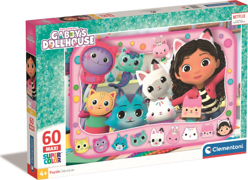 CLEMENTONI Puzzle Gábinin kouzelný domek: Gábi a kočičky MAXI 60 dílků