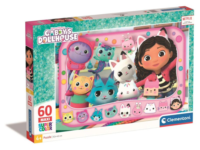 CLEMENTONI Puzzle Gábinin kouzelný domek: Gábi a kočičky MAXI 60 dílků