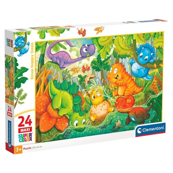 CLEMENTONI Puzzle Šťastná oáza dinosaurů MAXI 24 dílků