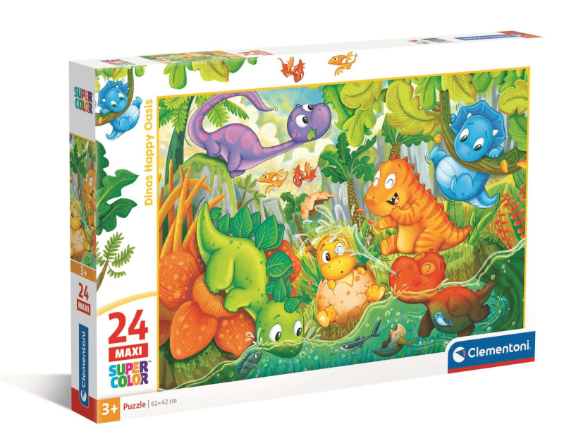CLEMENTONI Puzzle Šťastná oáza dinosaurů MAXI 24 dílků