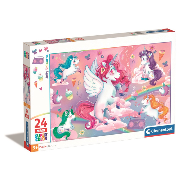 CLEMENTONI Puzzle Veselí jednorožci MAXI 24 dílků