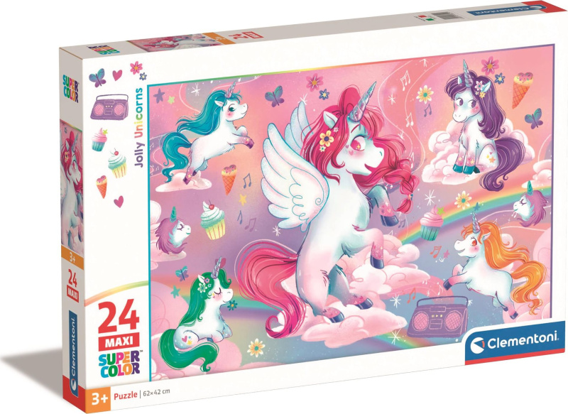 CLEMENTONI Puzzle Veselí jednorožci MAXI 24 dílků