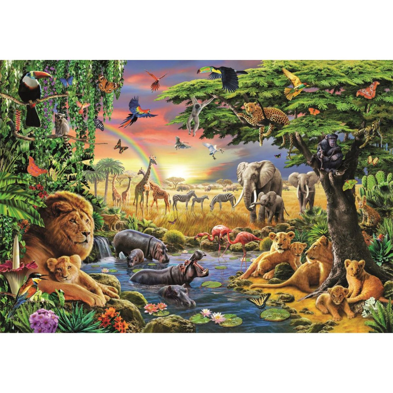 Africké setkání - puzzle z kategorie Zvířata
