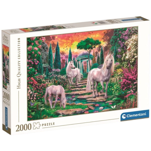 Clementoni Puzzle 2000 dílků Jednorožci v zahradě
