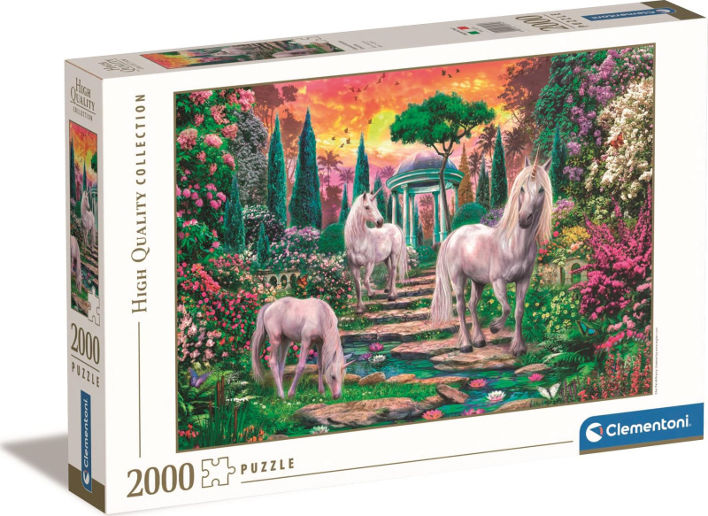 Clementoni Puzzle 2000 dílků Jednorožci v zahradě