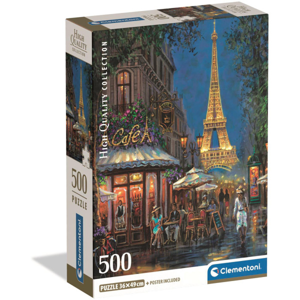 Clementoni - Puzzle 500 Noc u Eiffelovy kavárny