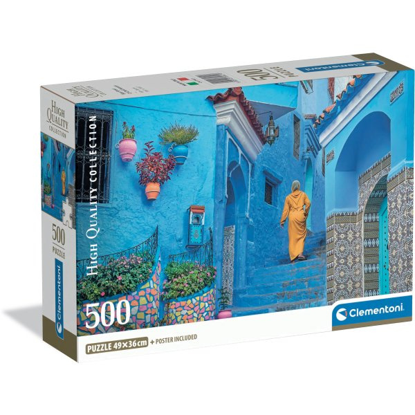 Puzzle Modrá ulička v Chefchaouenu 500 dílků CLEMENTONI