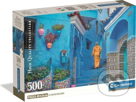 Puzzle Modrá ulička v Chefchaouenu 500 dílků CLEMENTONI