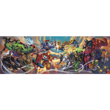Panoramatické puzzle Marvel: Hrdinové vs. padouši 1000 dílků