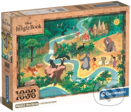CLEMENTONI Puzzle Story Maps: Kniha džunglí 1000 dílků