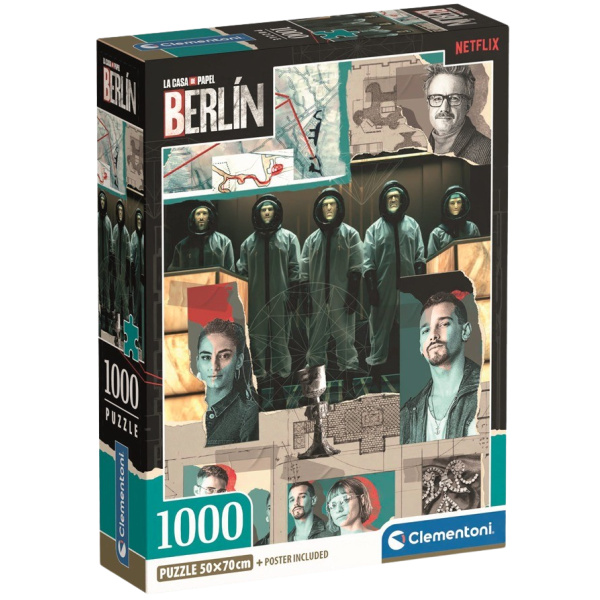 CLEMENTONI Puzzle La Casa de Papel Berlín: Jdeme do akce 1000 dílků