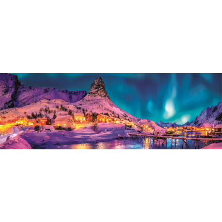 Puzzle Panorama: Noční ostrov Lofoty