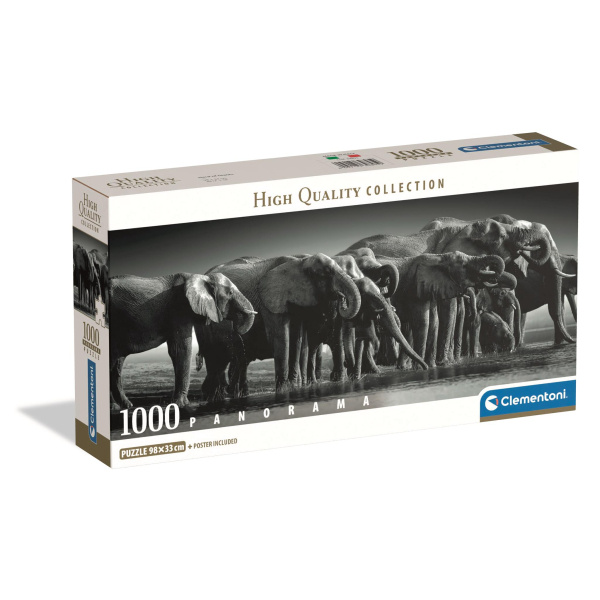 Panoramatické puzzle stádo slonů 1000 dílků