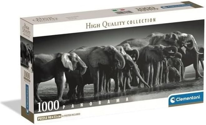 Panoramatické puzzle stádo slonů 1000 dílků